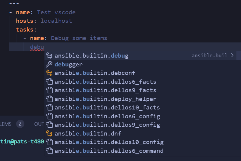 Ansible Intellisense in VSCode